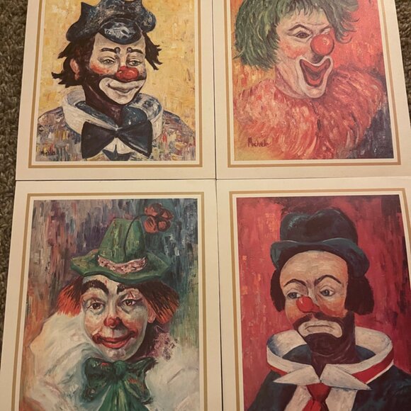 Other - Set of 4 Clown reproduction prints 8x10 by Michele ready for framing